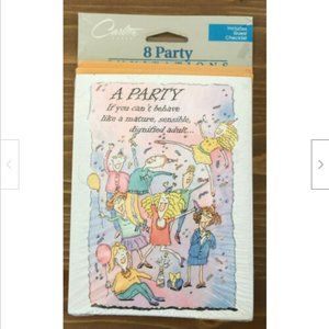 Carlton Cards New Vtg 8 Party Invitations Can't Behave Like Adult Party is 4 You